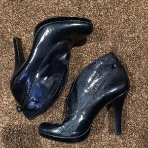 Jessica Simpson boot heels metallic blue